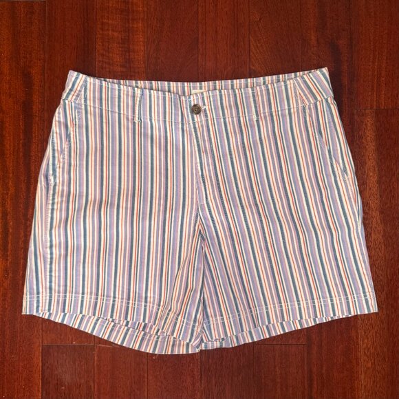 The Gap - Size 12 TALL Multi Stripe Khaki Shorts - 31L Nearly New - Chino 5" - Picture 1 of 6